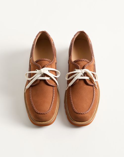 Valentino Garavani - Palm Avenue Bootsschuhe Aus Velours-wildleder - Tabak - Mann - Loafers Und Drivers